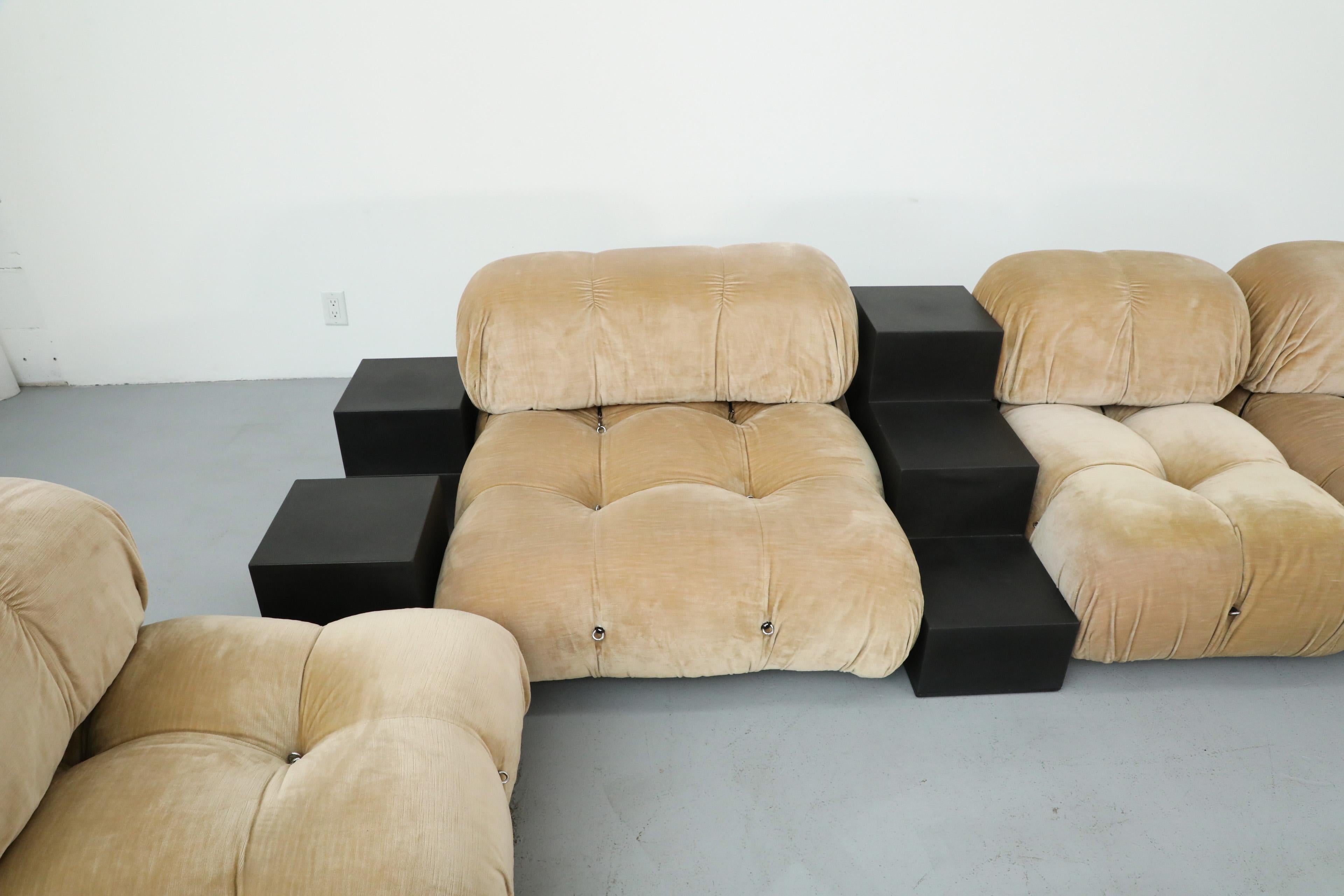 Late 20th Century 1970s 'Camaleonda' C&B Italia Seven Piece Beige Velvet Sofa Set by Mario Bellini