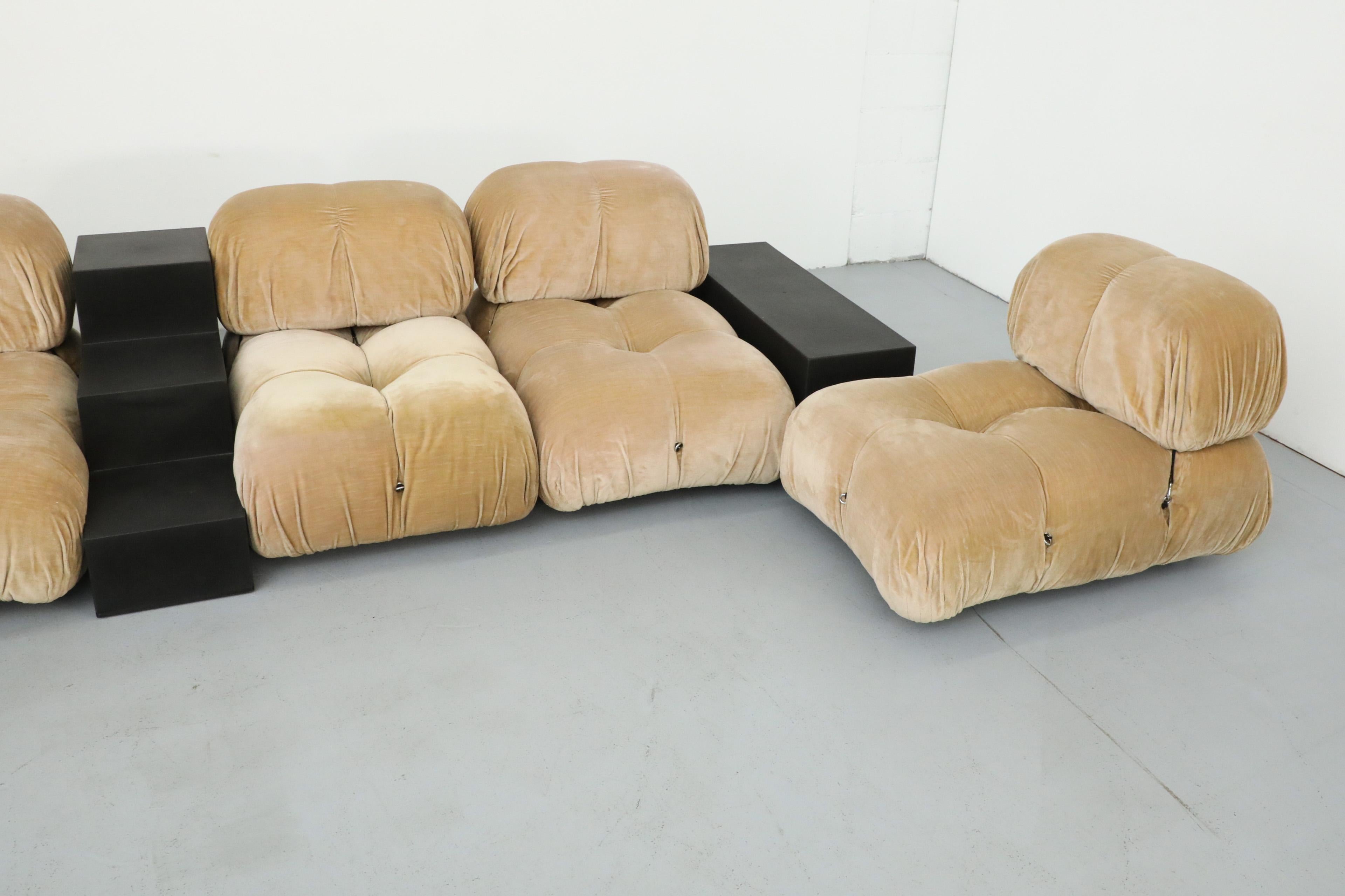 1970s 'Camaleonda' C&B Italia Seven Piece Beige Velvet Sofa Set by Mario Bellini 1