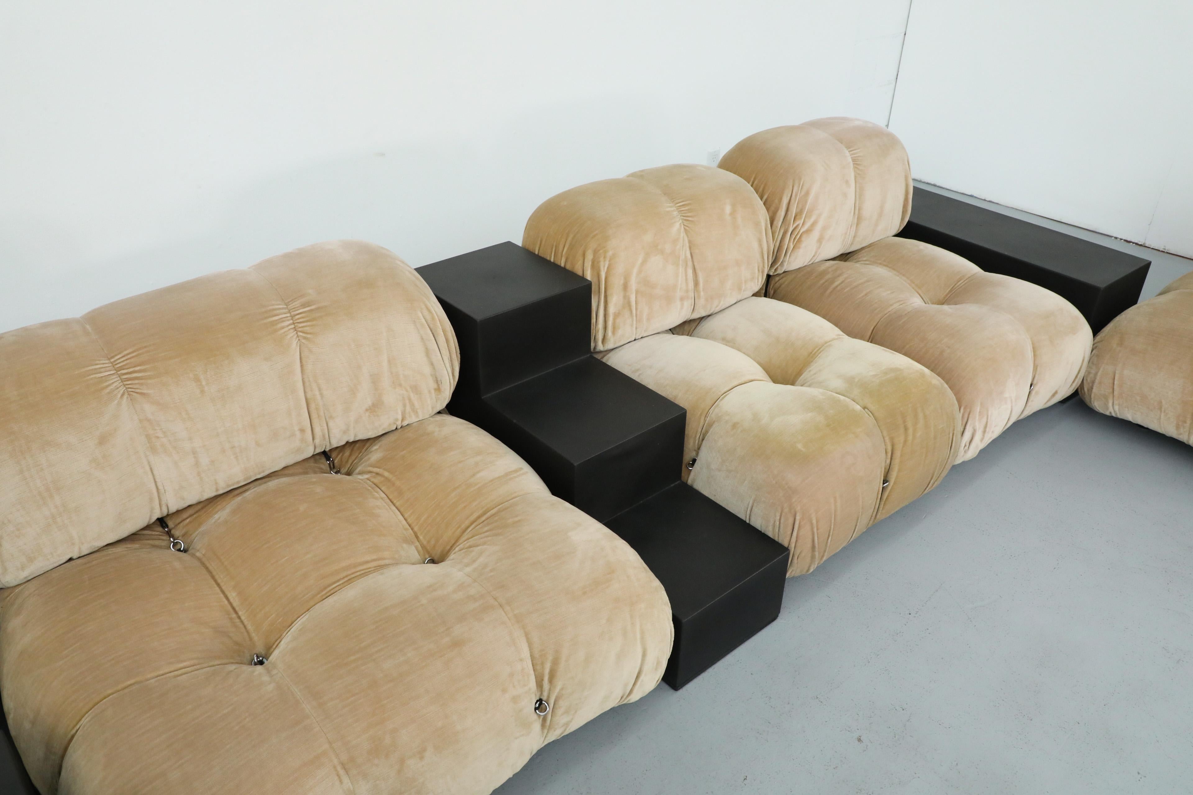 1970s 'Camaleonda' C&B Italia Seven Piece Beige Velvet Sofa Set by Mario Bellini 2