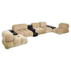 1970s 'Camaleonda' C&B Italia Seven Piece Beige Velvet Sofa Set by Mario Bellini