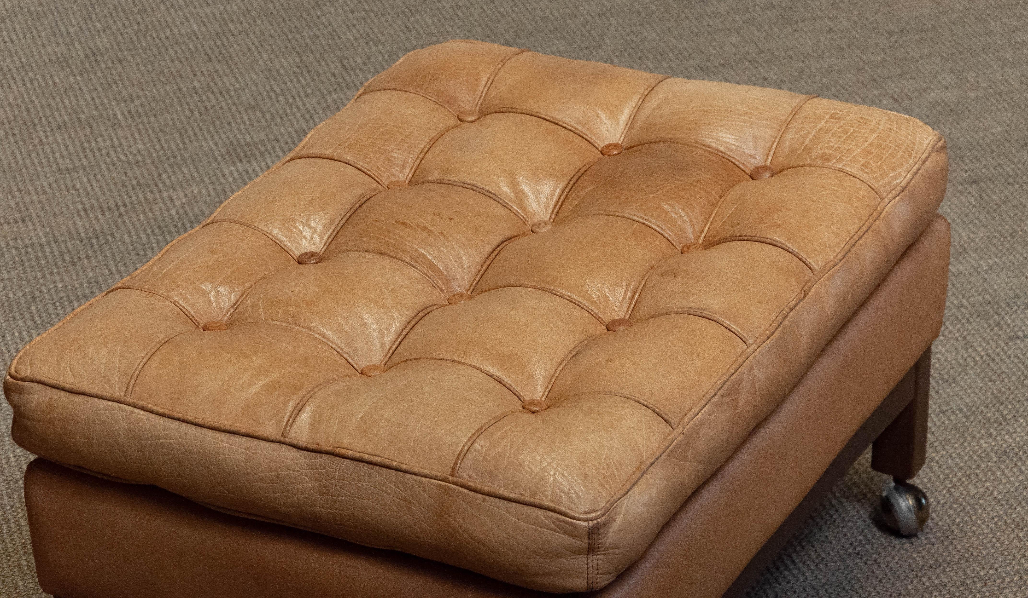 1970s Camel / Brown Colored Leather Ottoman Model 'Merkur' by Arne Norell For Sale 2
