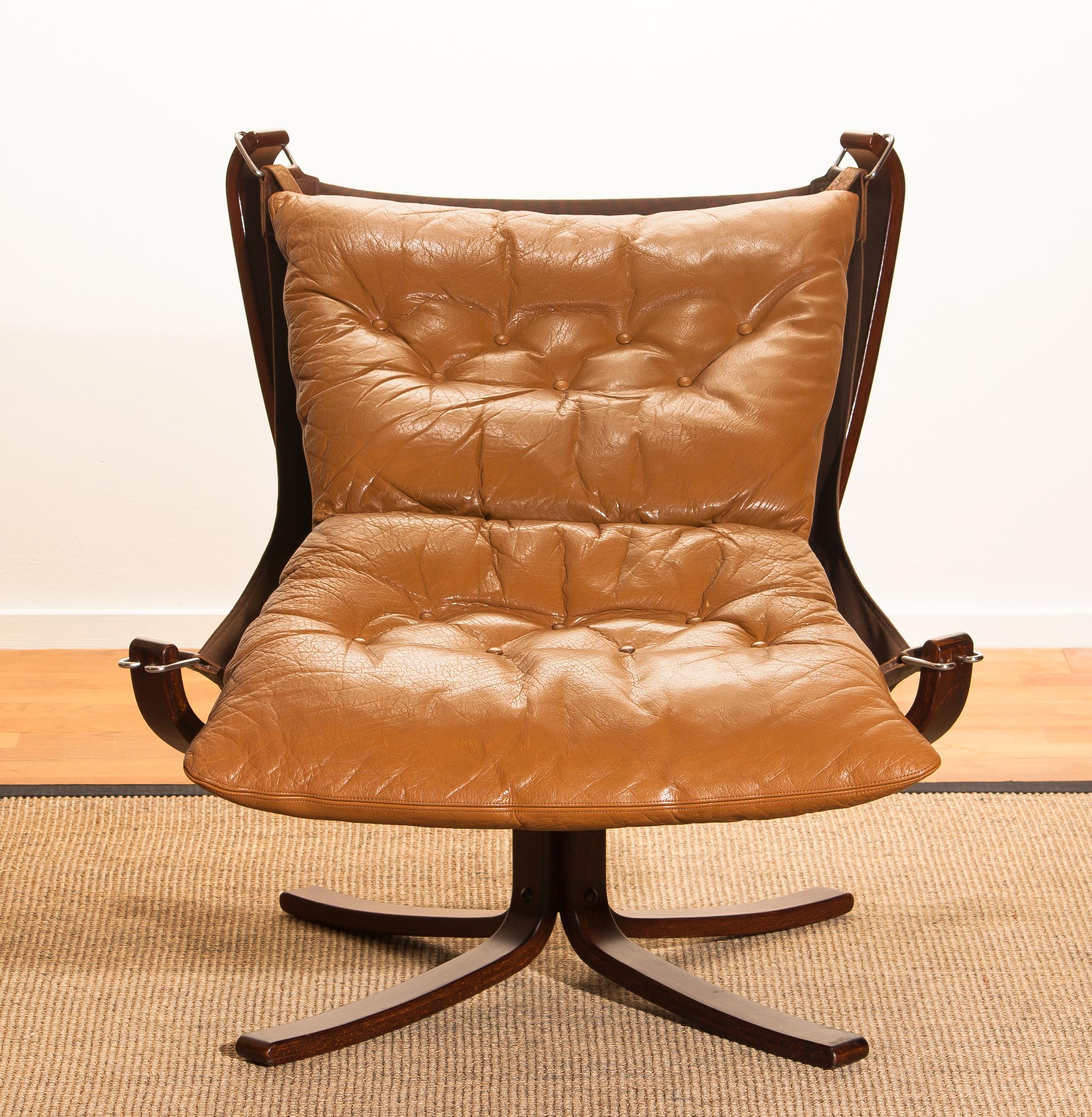 1970s, Camel Leather 'Falcon' Lounge or Easy Chair by Sigurd Ressell 5