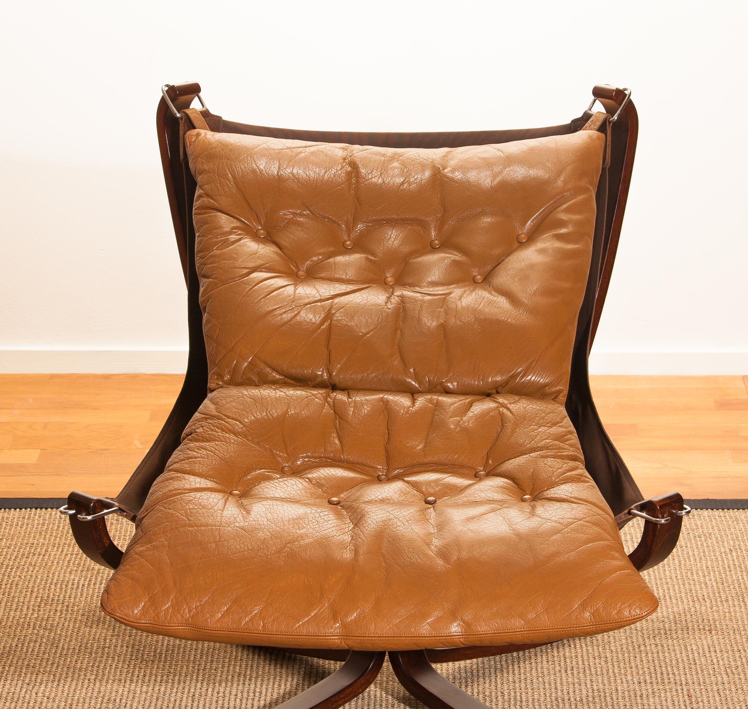 1970s, Camel Leather 'Falcon' Lounge or Easy Chair by Sigurd Ressell 6