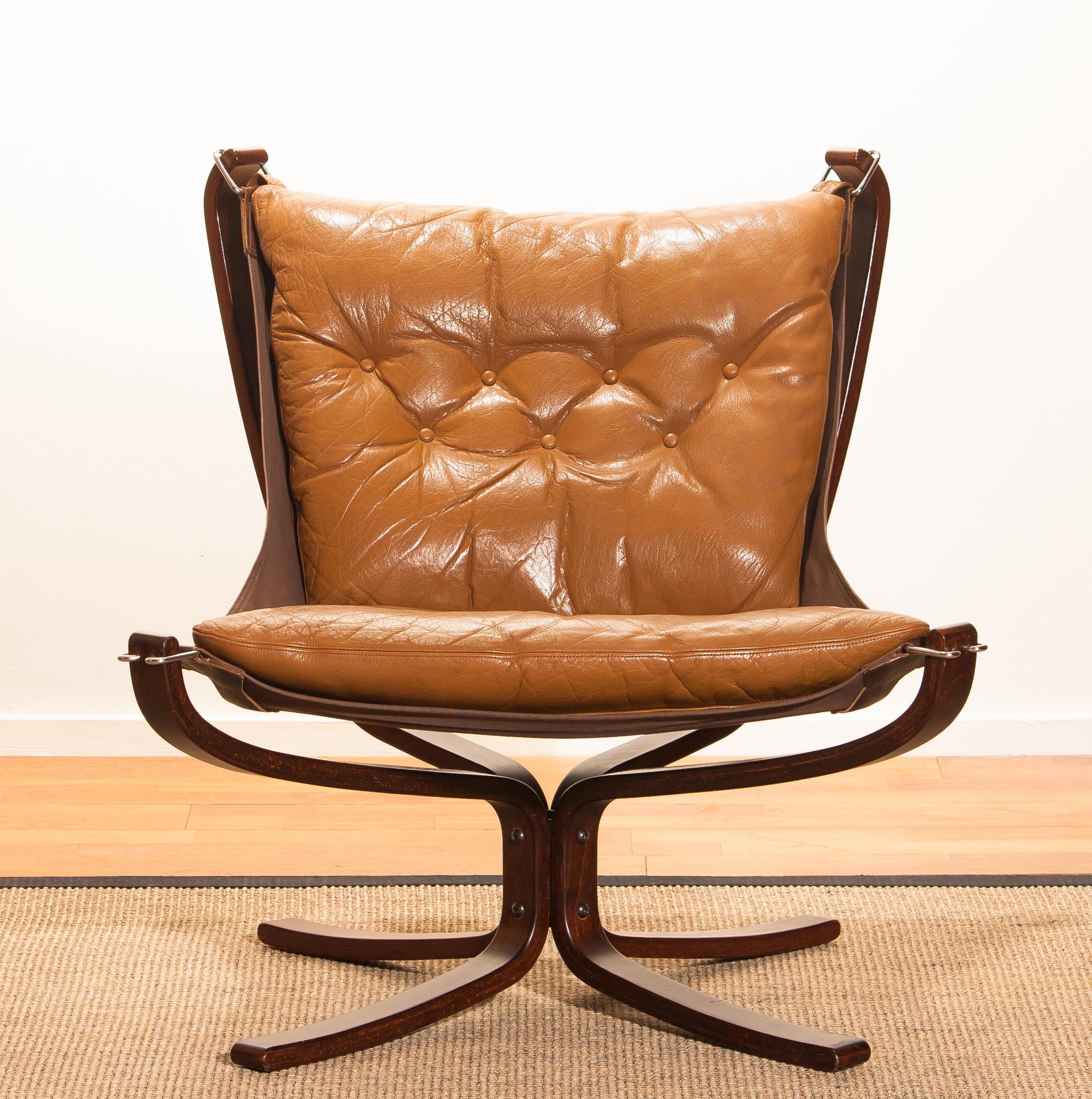 1970s, Camel Leather 'Falcon' Lounge or Easy Chair by Sigurd Ressell 8
