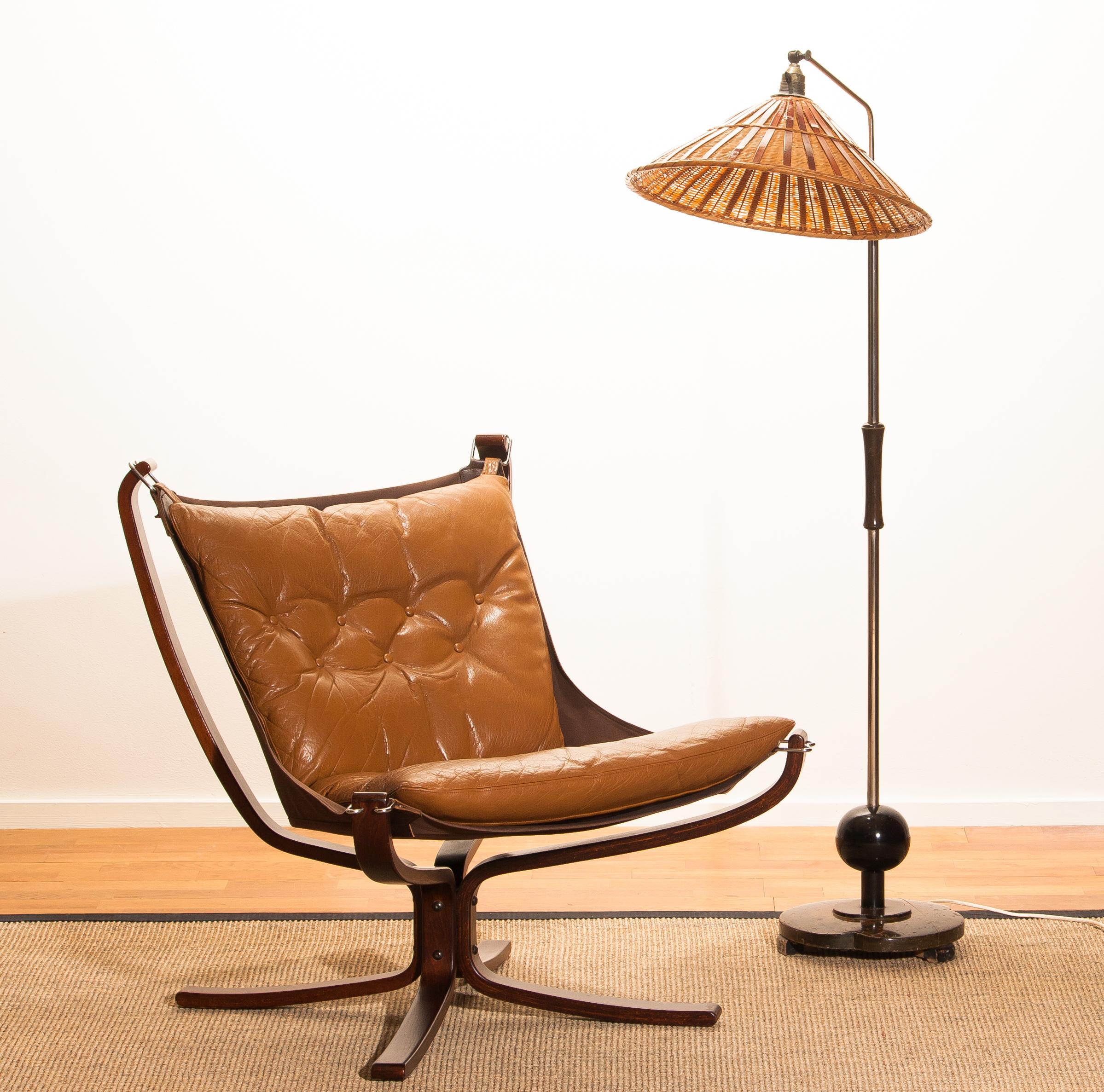 Camel Leather 'Falcon' Lounge- oder Easy Chair von Sigurd Ressell, 1970er Jahre 8