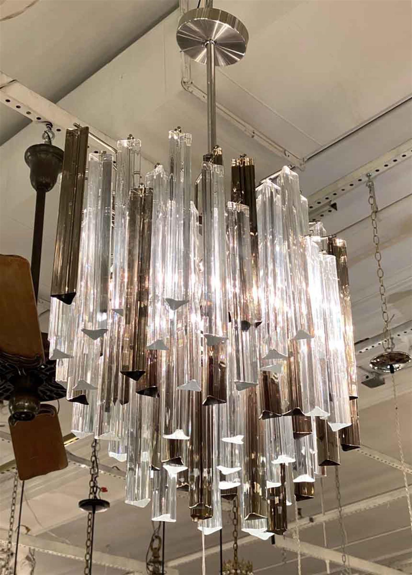 Mid-Century Modern 1970s Camer Glass Venini Midcentury Chandelier in Two-Tone Prisms