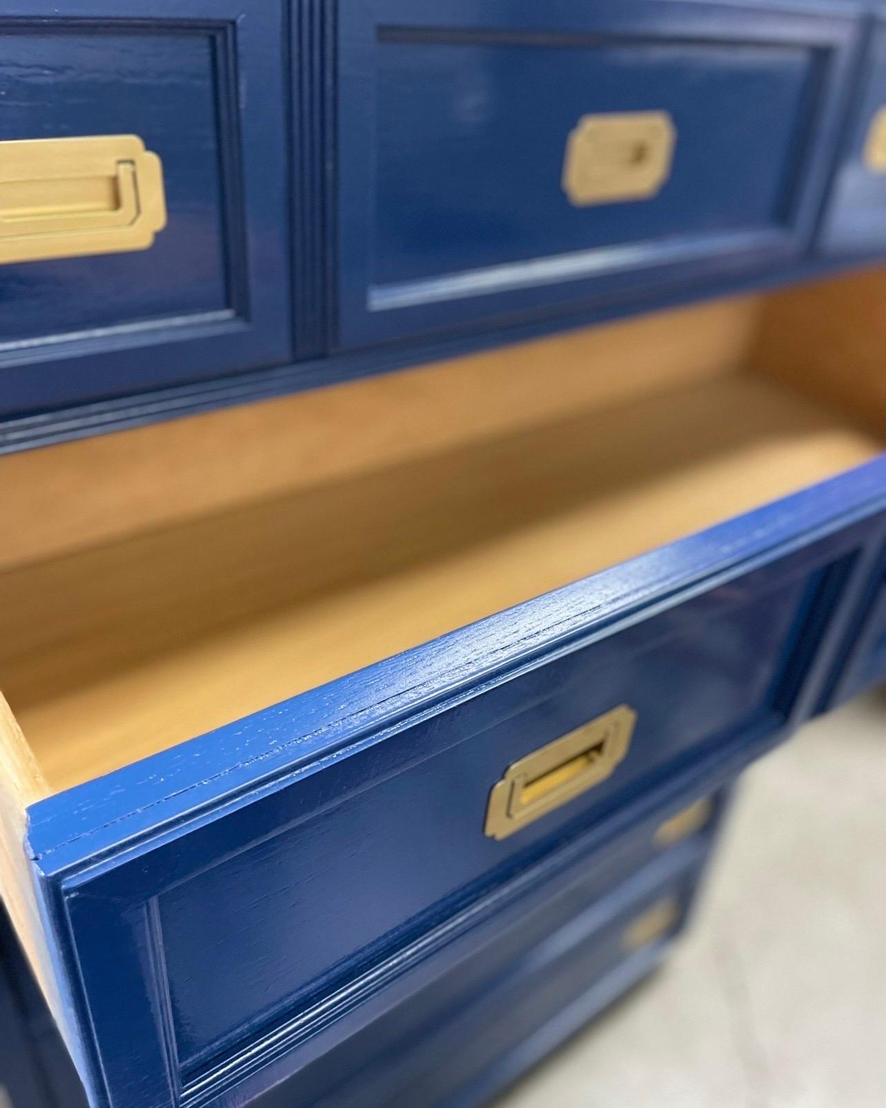 1970’s Campaign Dresser Newly Lacquered in Hague Blue In Good Condition In Charleston, SC