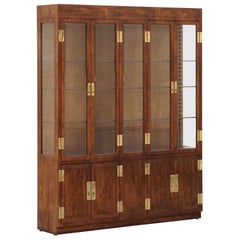 Vintage 1970s "Campaign Series" Modern China Cabinet by Henredon