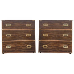 1970s Campaign Style Chests with Oak Finish Attributed to Henredon