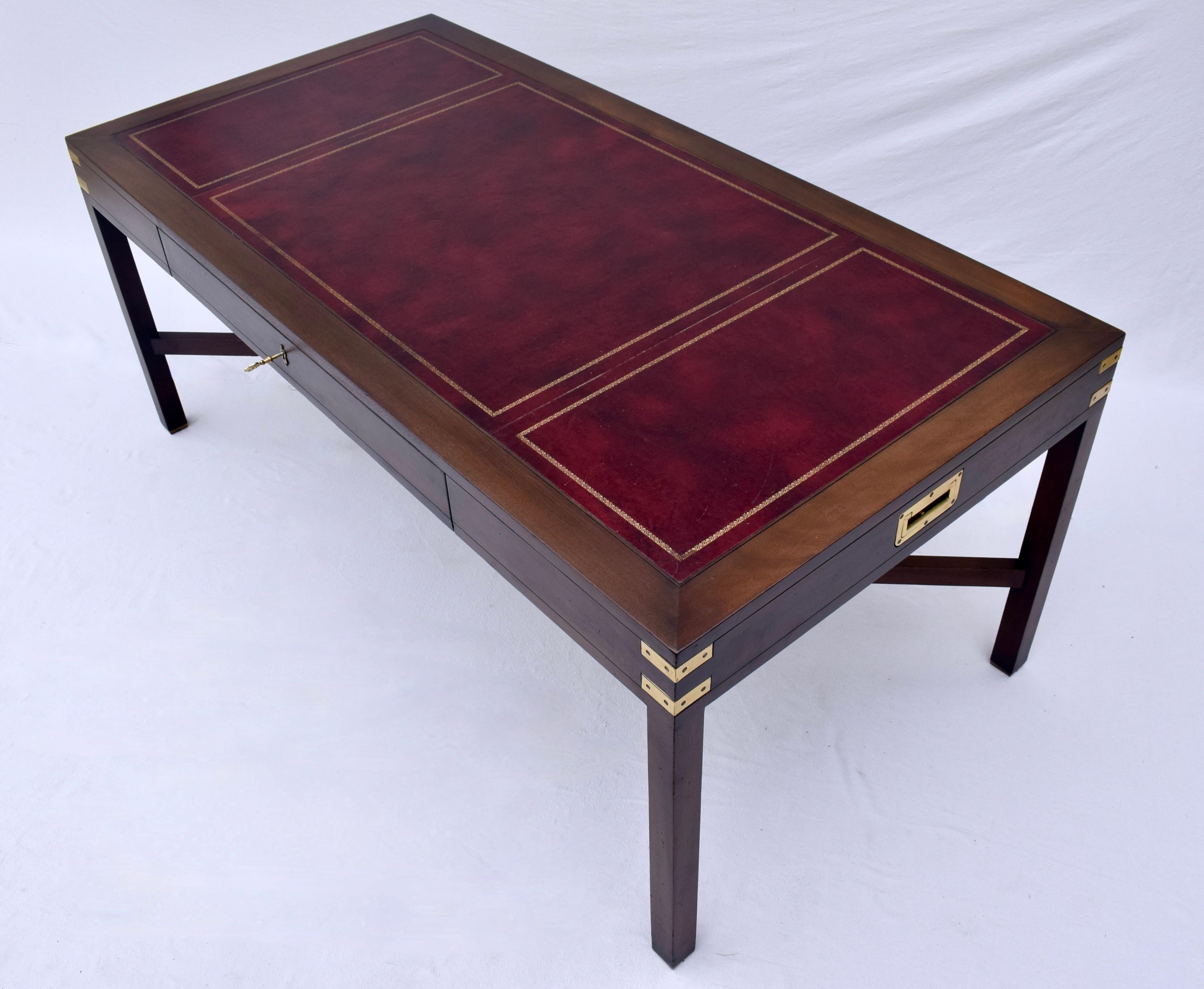 1970's Campaign Style Leather Top Desk For Sale 3