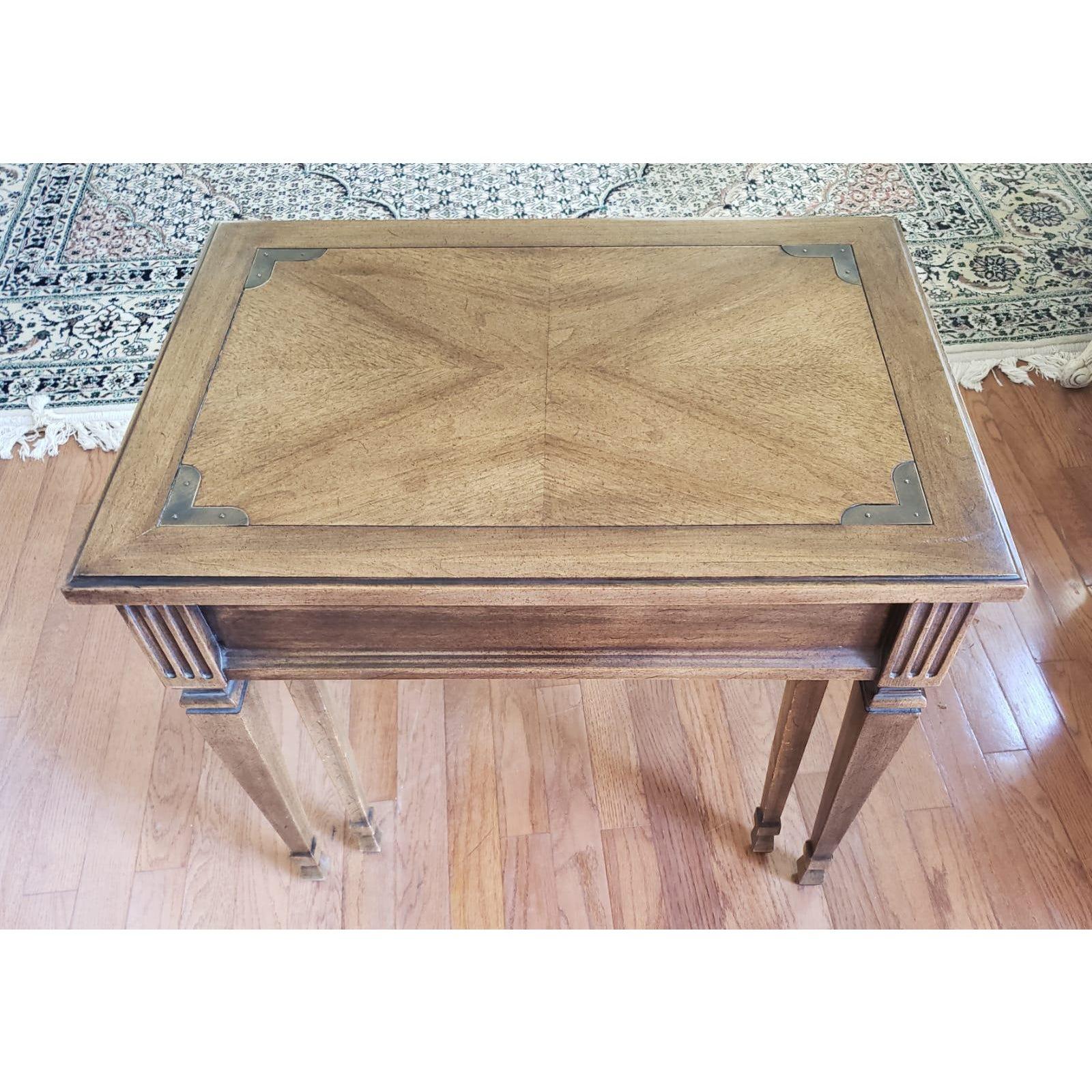 20th Century 1970s Campaign Style Walnut Nesting Tables, Set of 2 For Sale