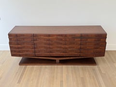 1970s Canadian Tabago Brutalist Floating 9-Drawer Dresser with Sculpted Handles