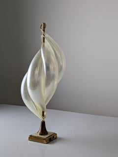 1970s Canadian Hollywood Regency Maison Rougier Opalescent Lucite Table Lamp