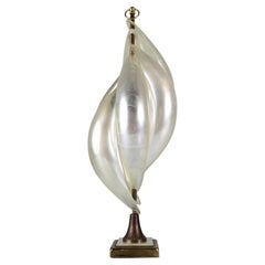 1970s Canadian Hollywood Regency Maison Rougier Opalescent Lucite Table Lamp