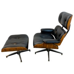 1970s Canadian Made Eames Style Lounge Chair and Ottoman, by Northfield
