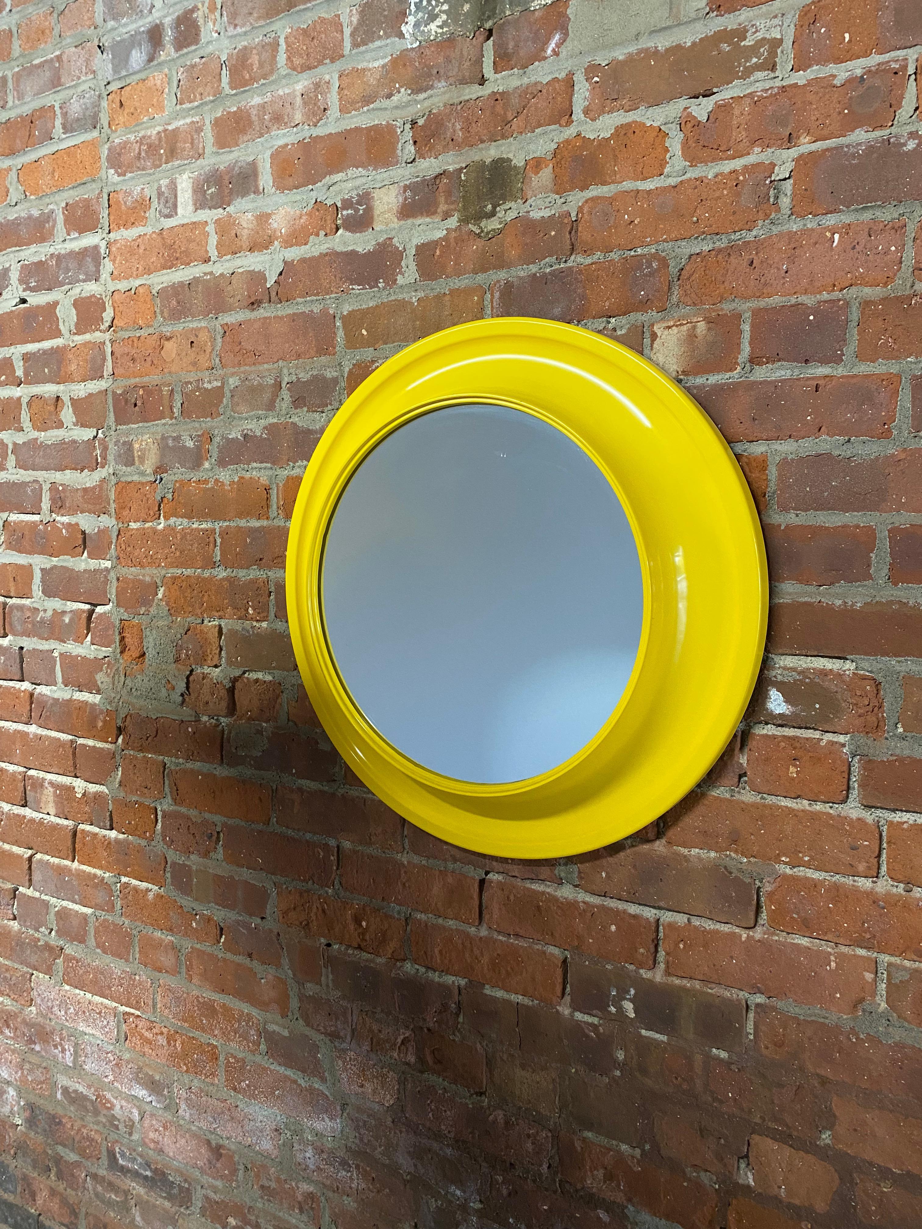 Post-Modern 1970s Canary Yellow Color Pop Mirror