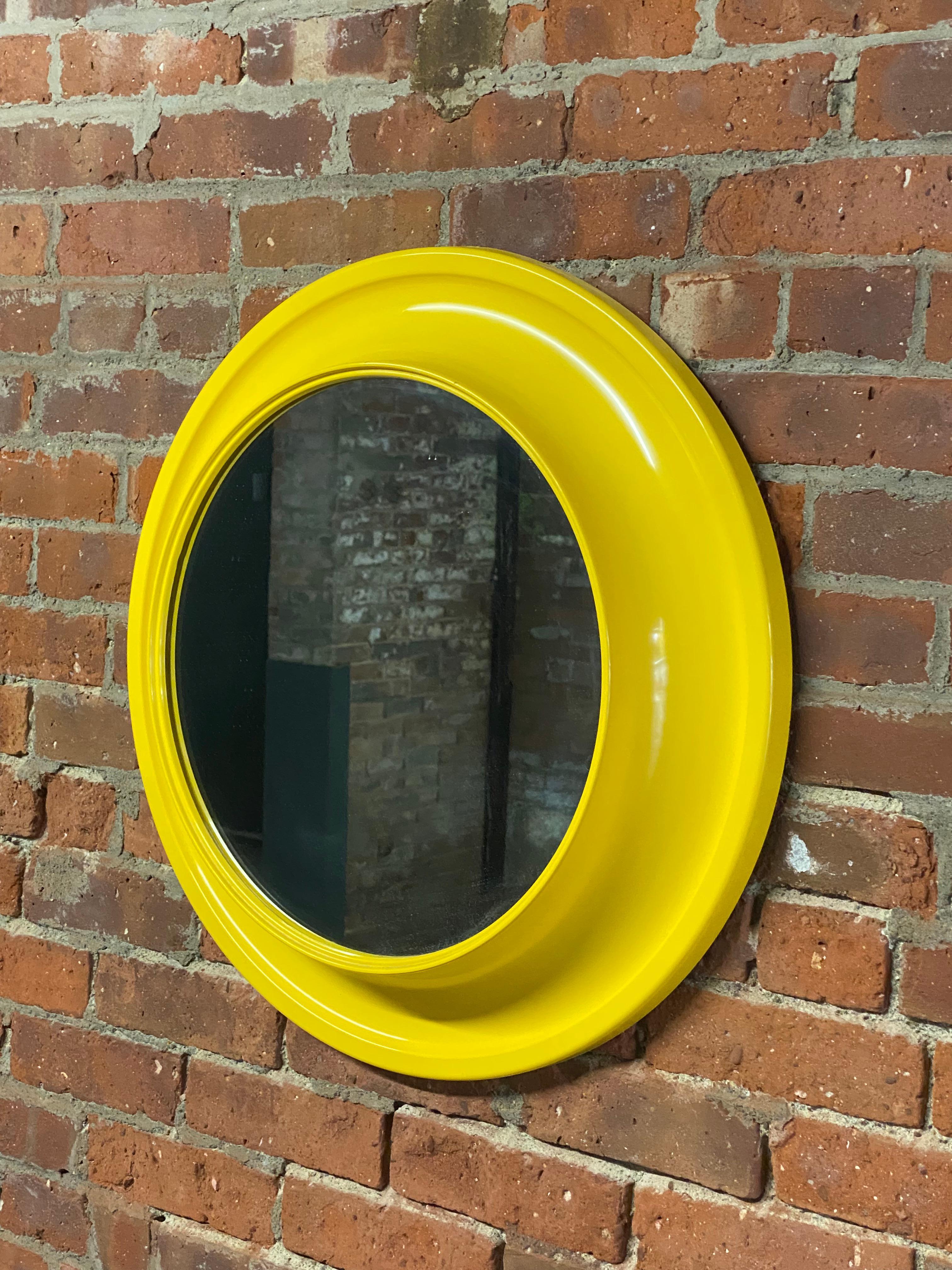 Cast 1970s Canary Yellow Color Pop Mirror