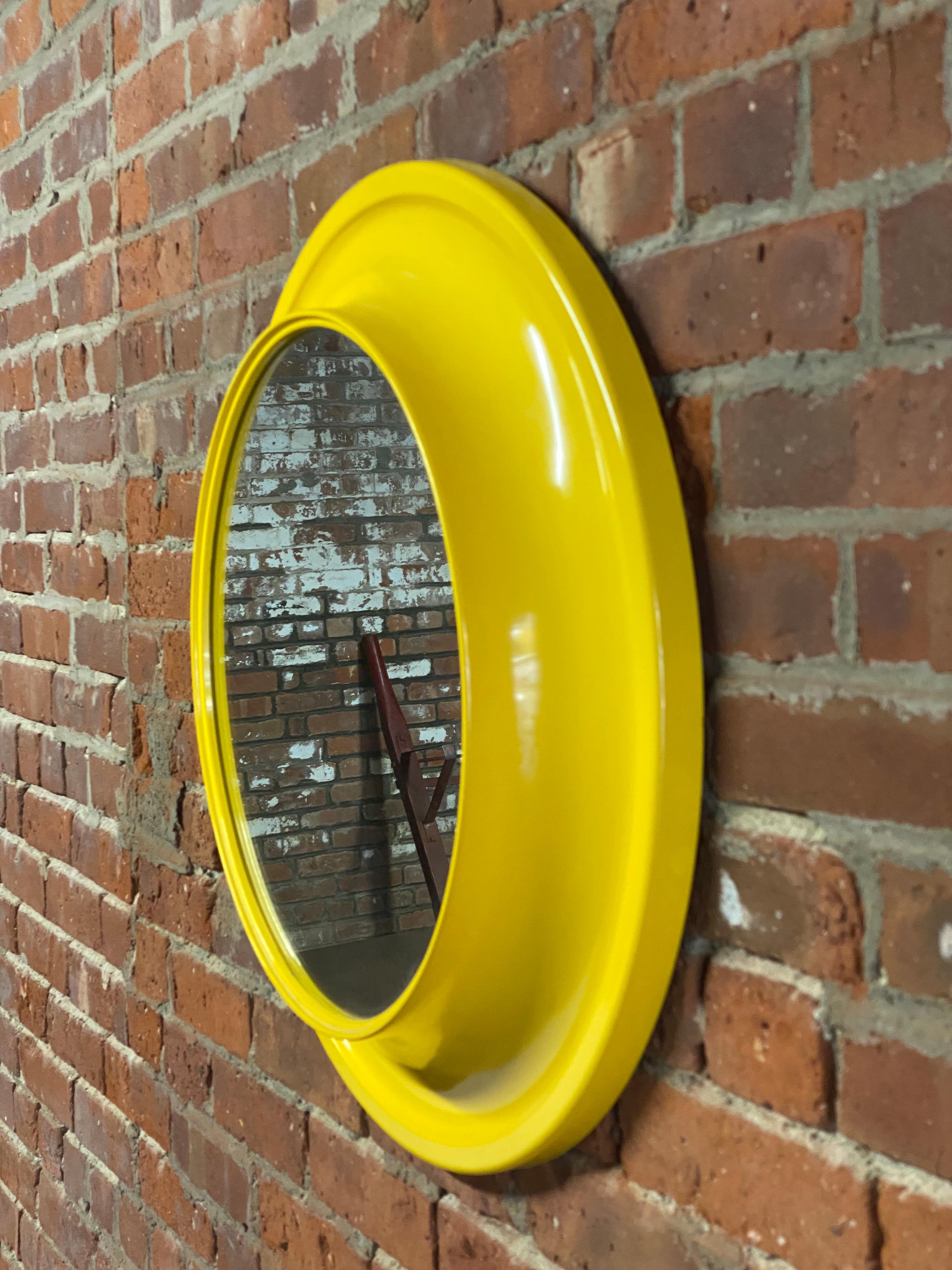 1970s Canary Yellow Color Pop Mirror In Good Condition In Garnerville, NY