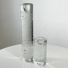 1970s Candle Holders Arkipelago Round Ice Glass Timo Sarpaneva Iittala Finland