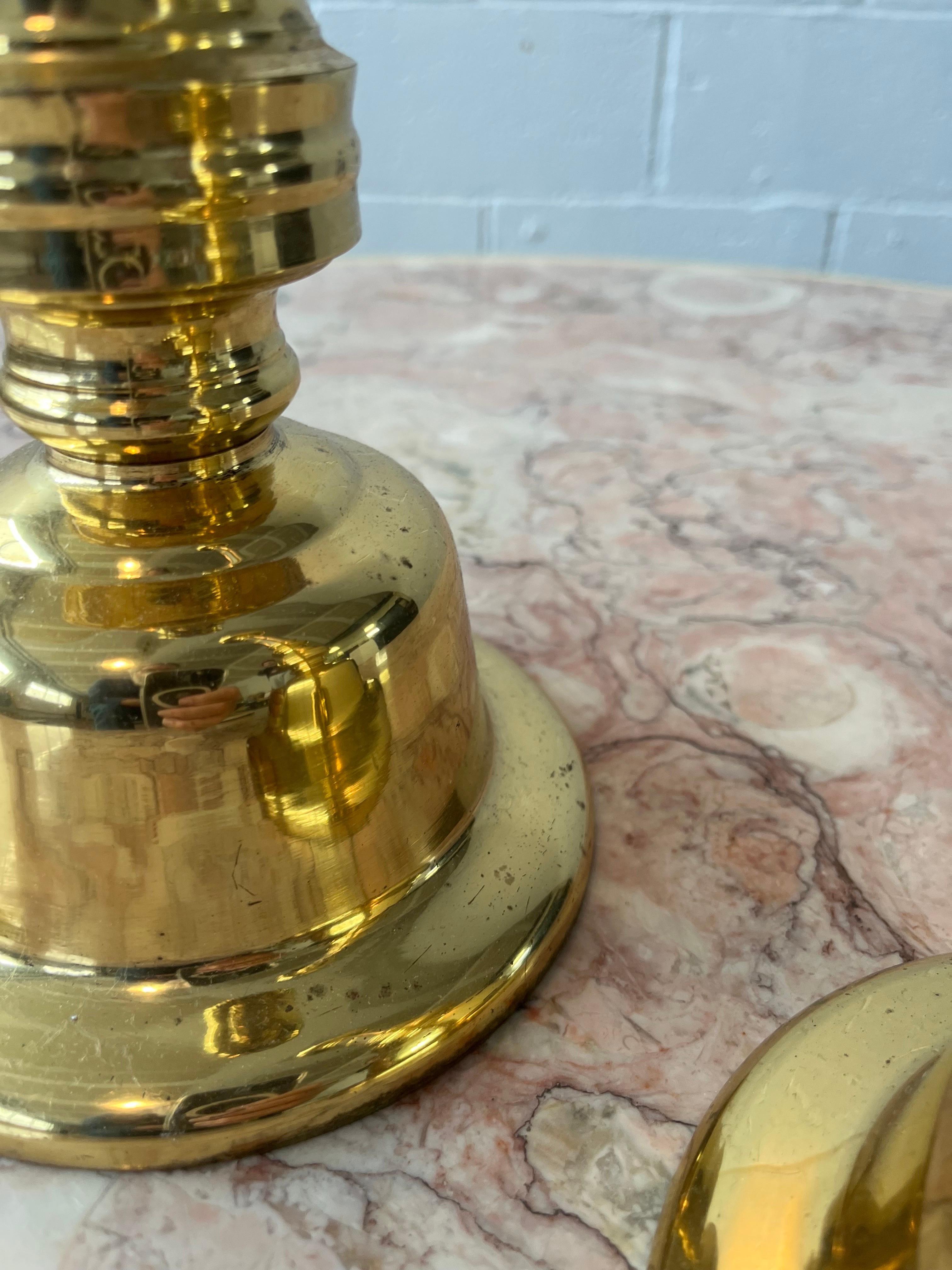 1970's Candle Holders Neoclassical Brass and Chrome Candle Sticks - a Pair For Sale 2