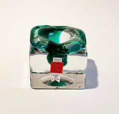 1970s Candlestick Green Sommerso Crystal Glass by Josef Schott Zwiesel, Germany