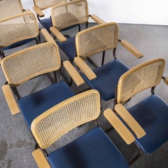 1970's Cantilever Brown Frame Cane Backed Dining Chair, Set of Eight
