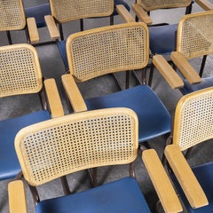 1970's Cantilever Brown Frame Cane Backed Dining Chair, Set of Twelve