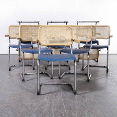 1970's Cantilever Chrome Frame Cane Backed Dining Chair, Set Of Twelve