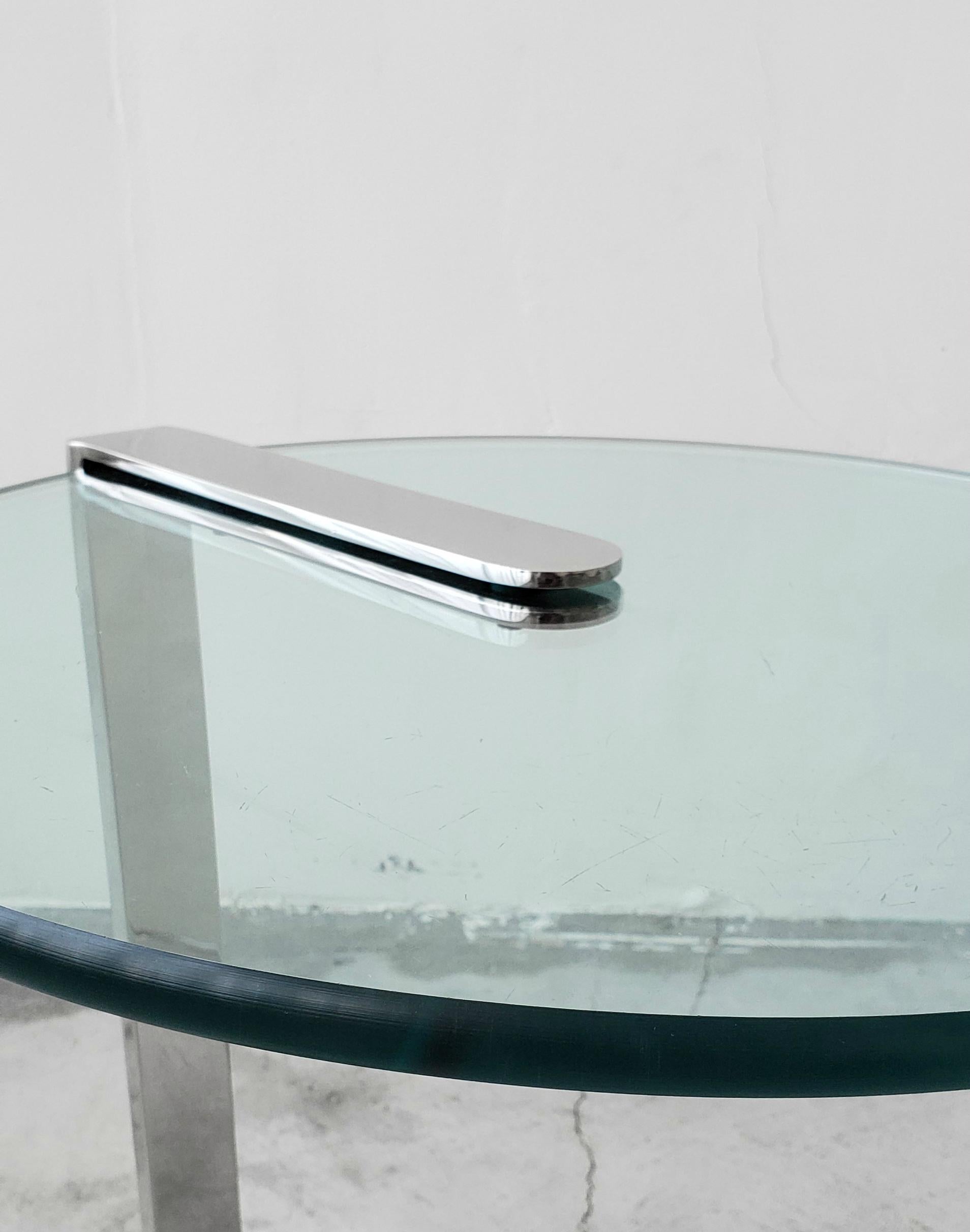 1970s Cantilever Chrome Steel and Glass Side Table 1