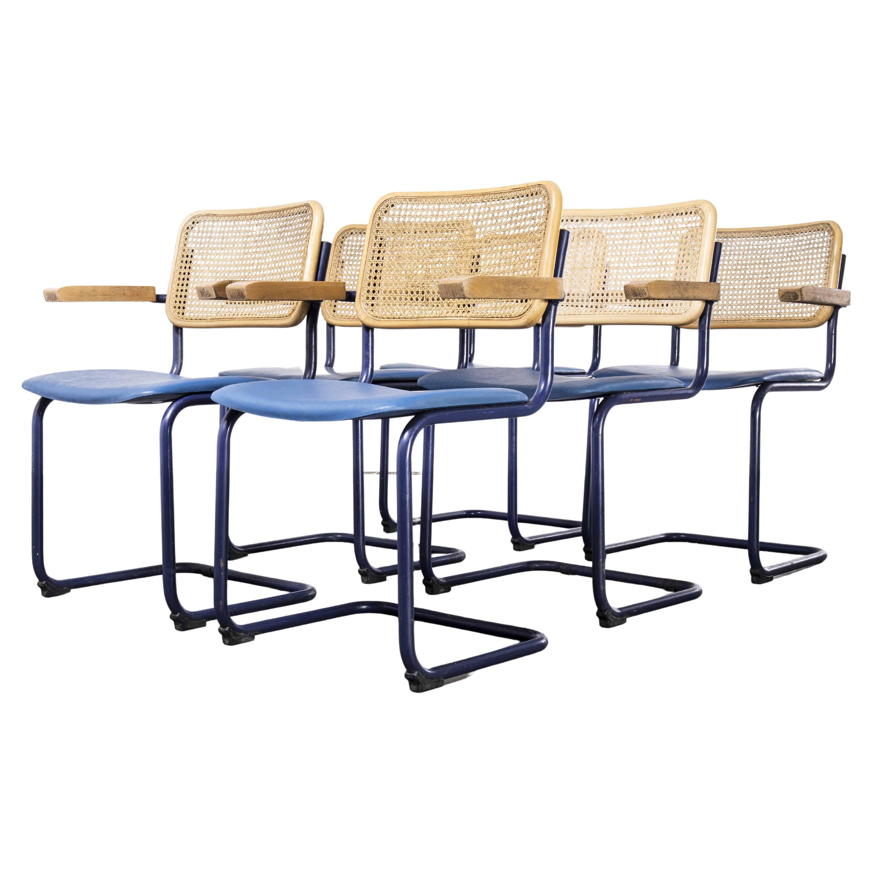 1970's Cantilever Brown Frame Cane Backed Dining Chair, Set of Six For