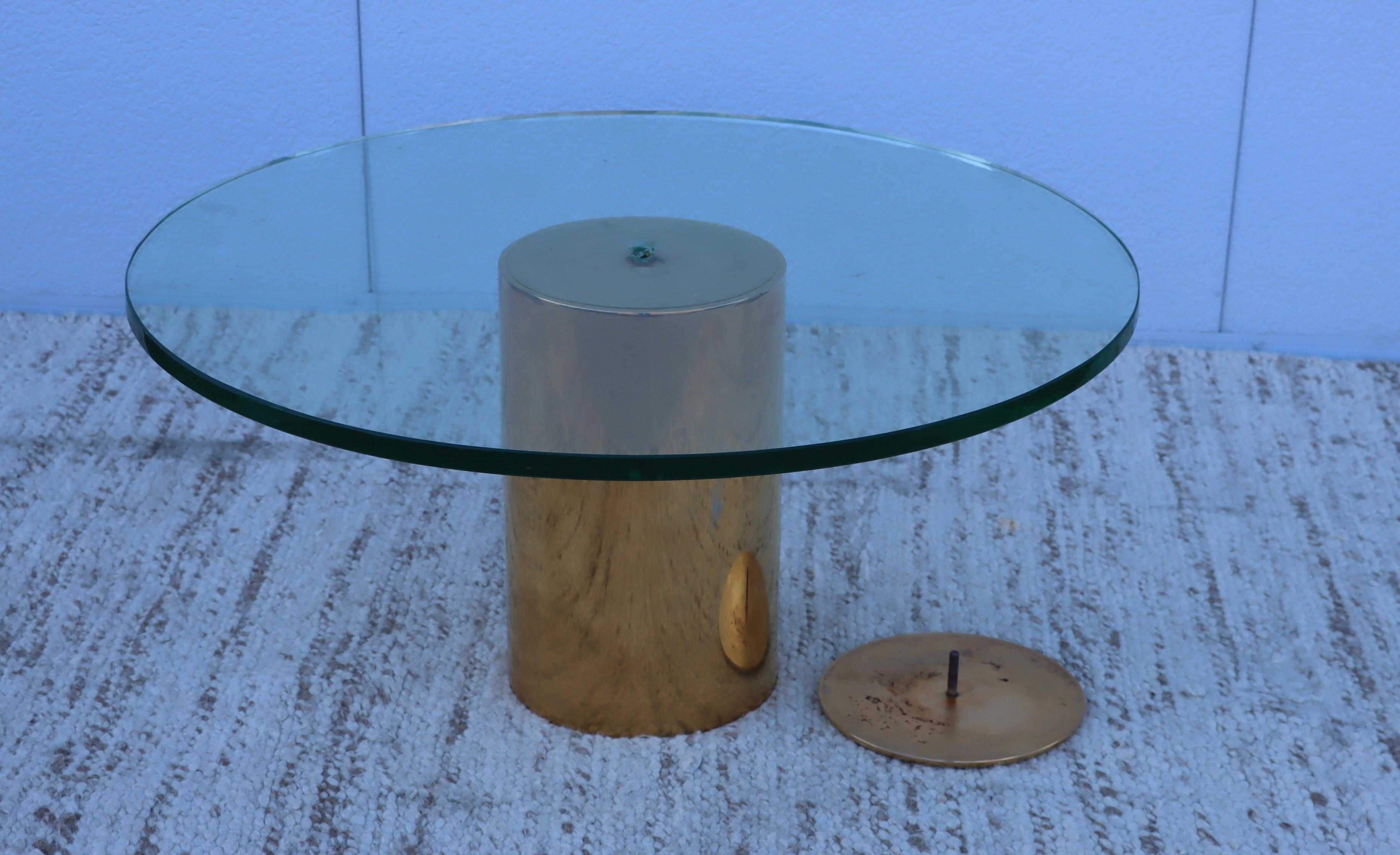 1970's Cantilevered Brass and Glass Coffee Table For Sale 7