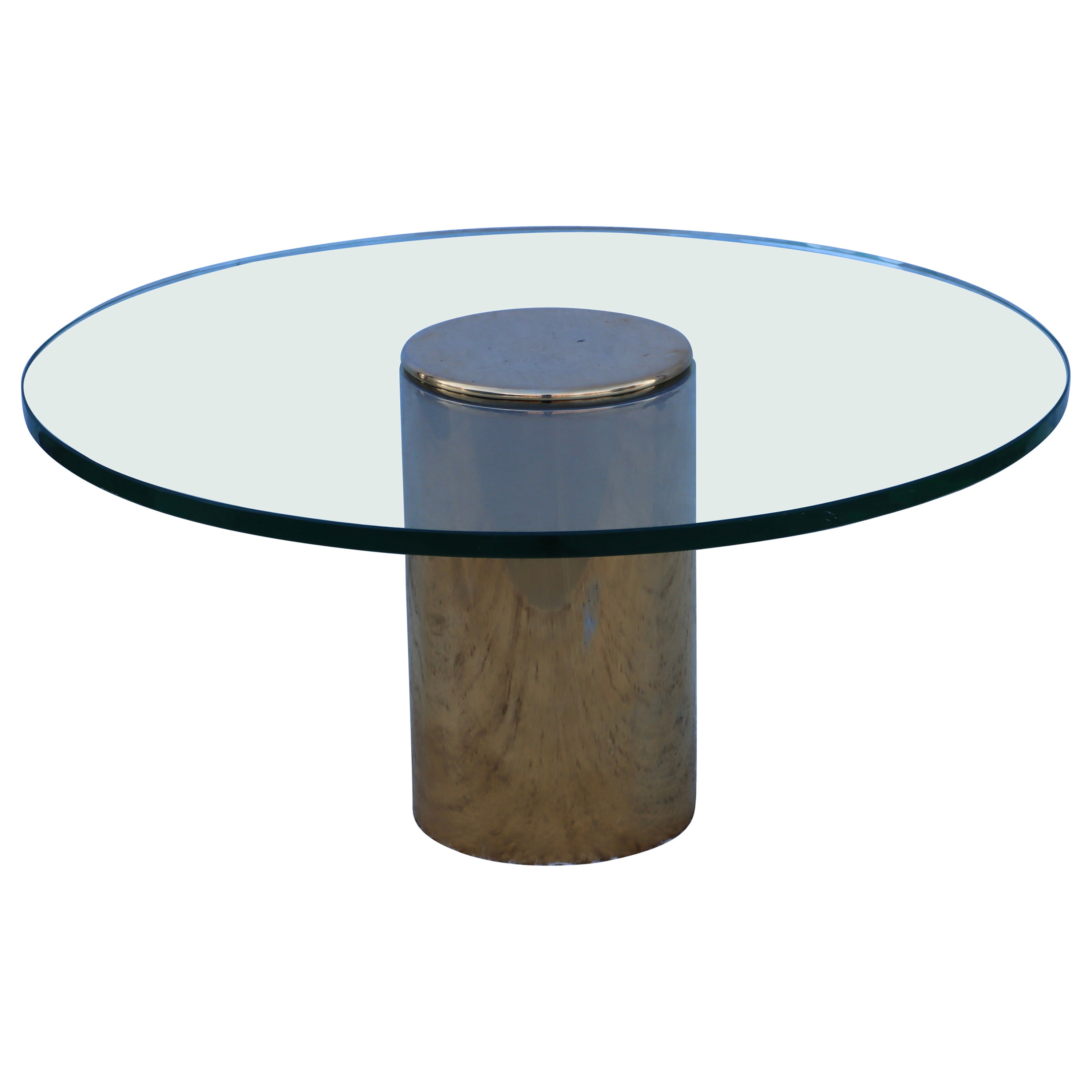 1970's Cantilevered Brass and Glass Coffee Table