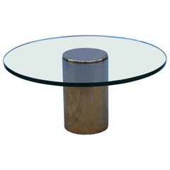 1970's Cantilevered Brass and Glass Coffee Table