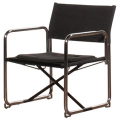 1970s, Canvas and Chrome Black Folding Chair by Börge Lindau & Bo Lindecrantz