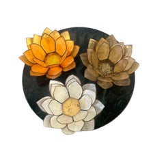 1970s Capiz Shell Tea Light Candle Holders, Set of 3