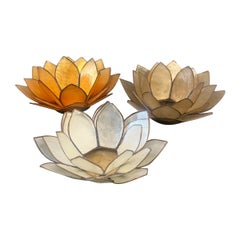 Bougeoirs à thé en coquillage de Capiz des années 1970 - Lot de 3