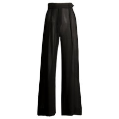 1970s Cardinali Vintage Sheer Black Silk Palazzo Pants