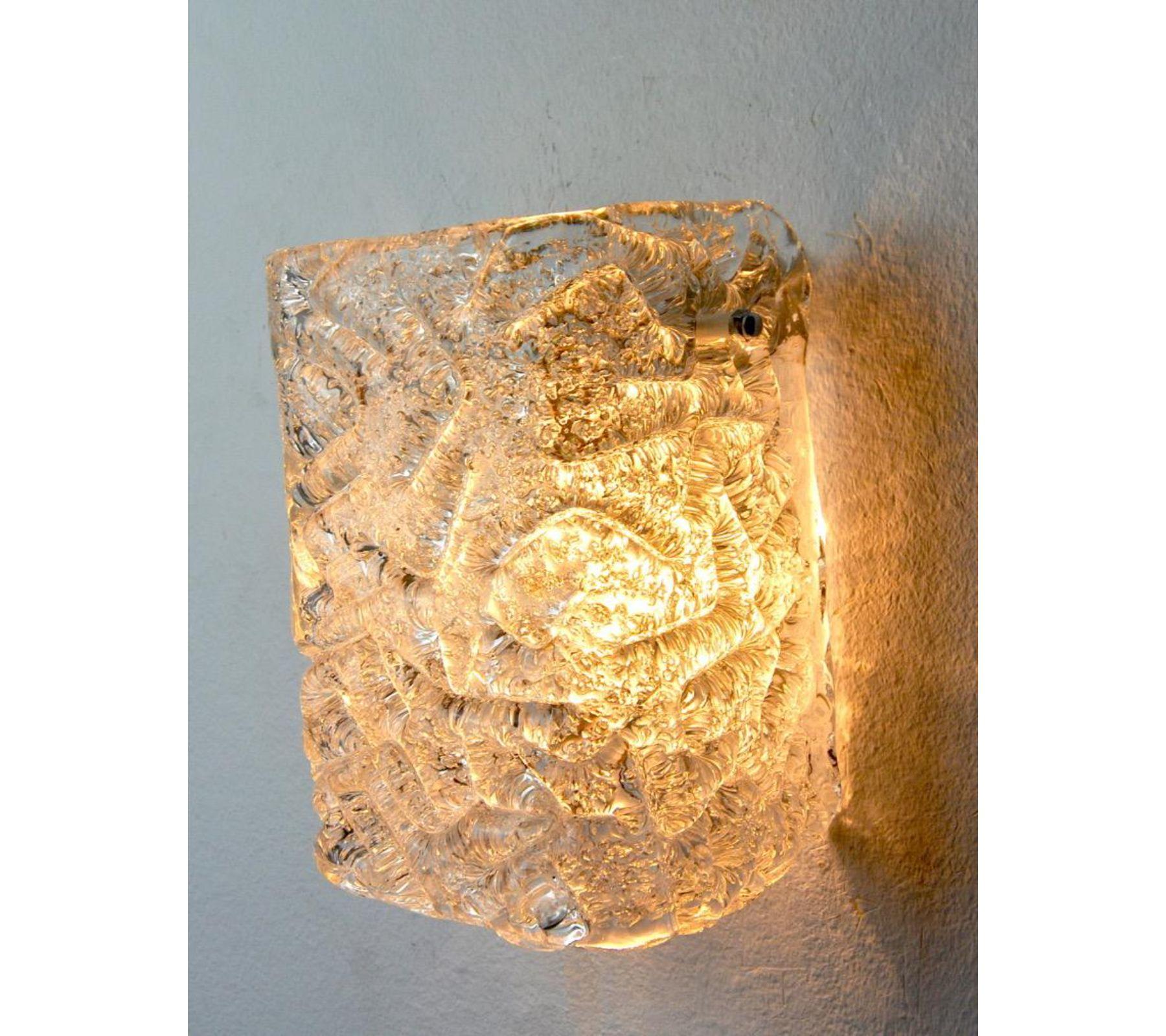 Hollywood Regency 1970s Carl Fagerlund Glass and Metal Sconce, Austria For Sale