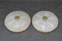 1970s Carl Fagerlund Pair of Brass and Glass Ceiling Lamps, Sweden