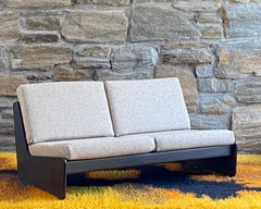 1970er Carl Straub schwarzer Eichen-Liegesessel mit Schurwoll-Polsterung