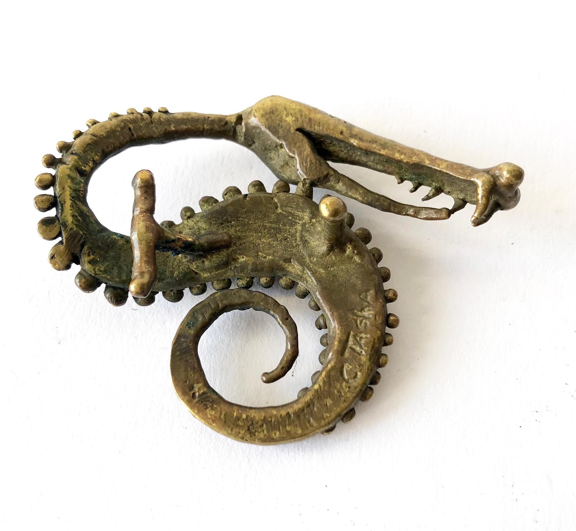 Bronze Serpent belt buckle created by Carl Tasha, circa 1960's or 1970's.  Buckle measures 2