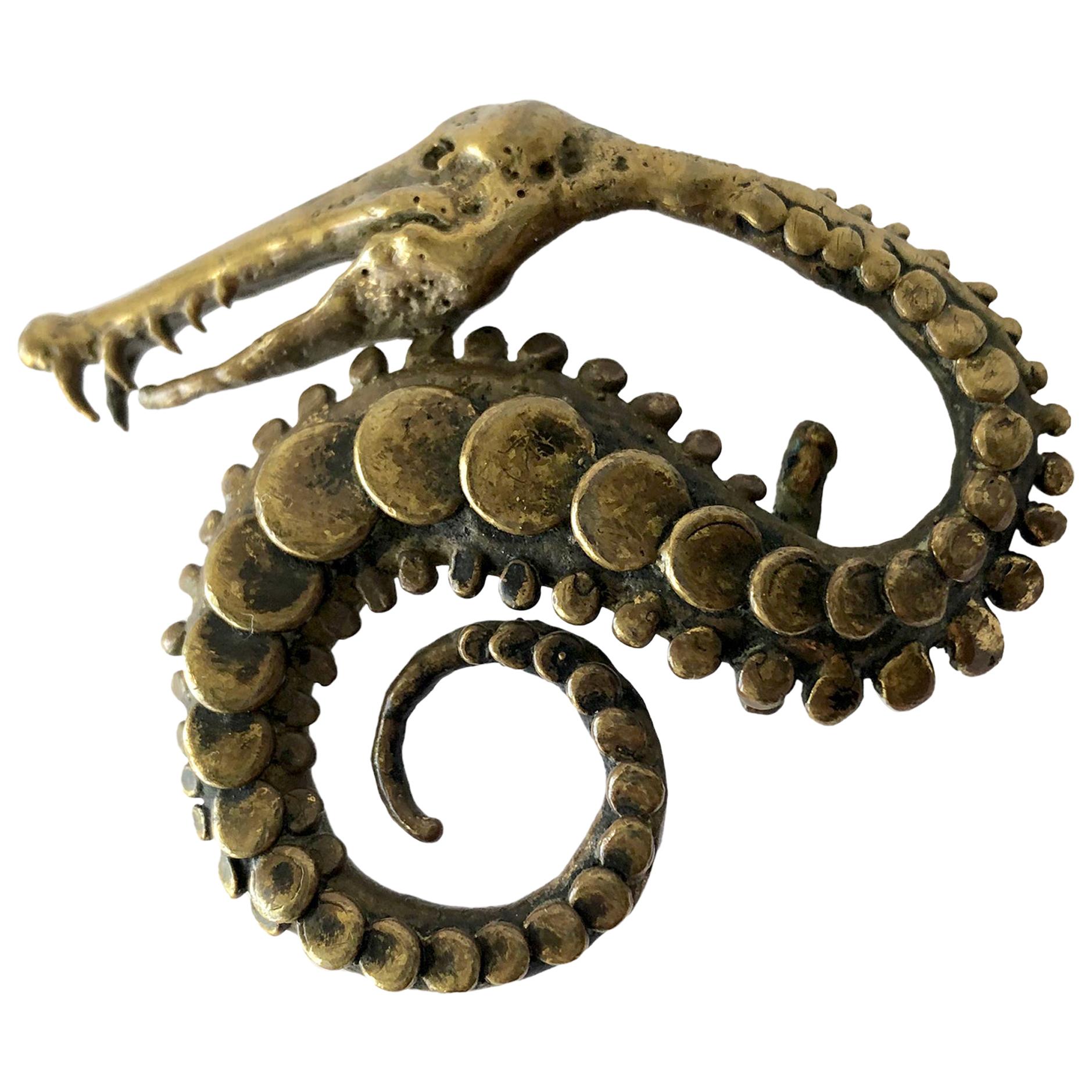 1970s Carl Tasha Bronze Serpent Belt Buckle