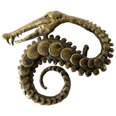 1970s Carl Tasha Bronze Serpent Belt Buckle