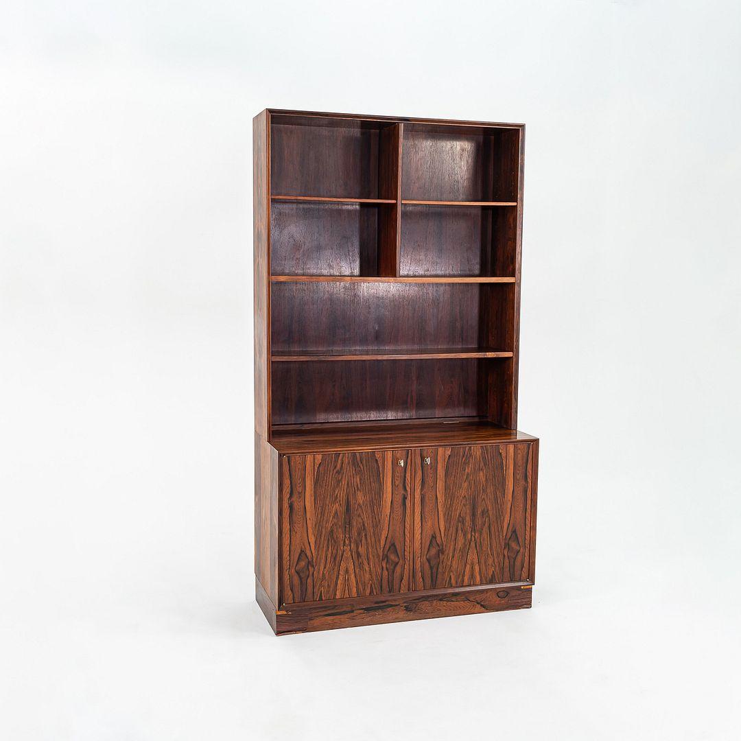 1970s Carlo Jensen for Poul Hundevad Danish Rosewood Cabinet with Bookcase Hutch For Sale 1