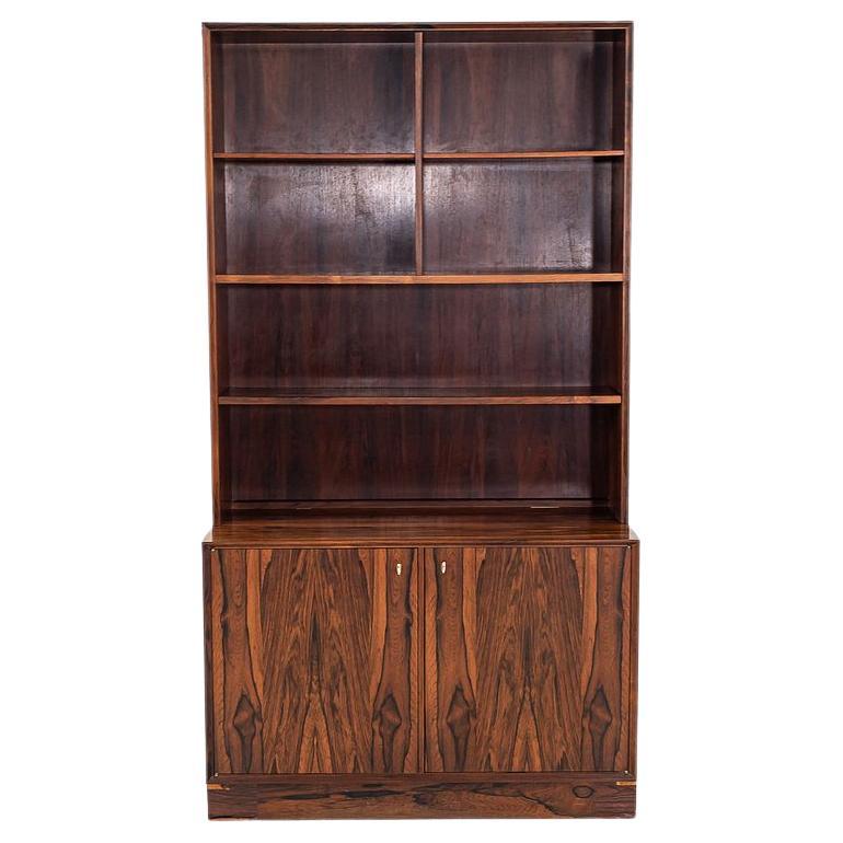 1970s Carlo Jensen for Poul Hundevad Danish Rosewood Cabinet with Bookcase Hutch