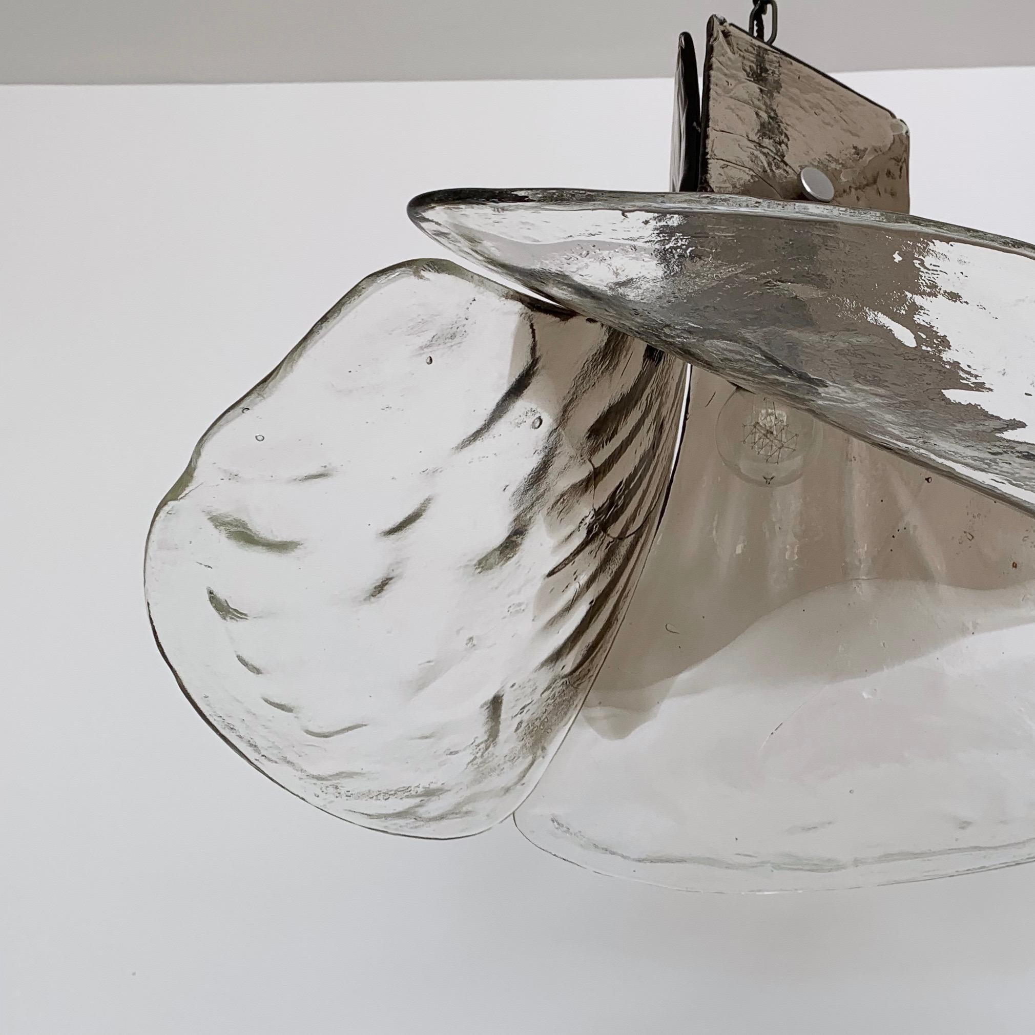 1970s Carlo Mason Italian Murano Mazzega Floral Grey Glass Pendant For Sale 4
