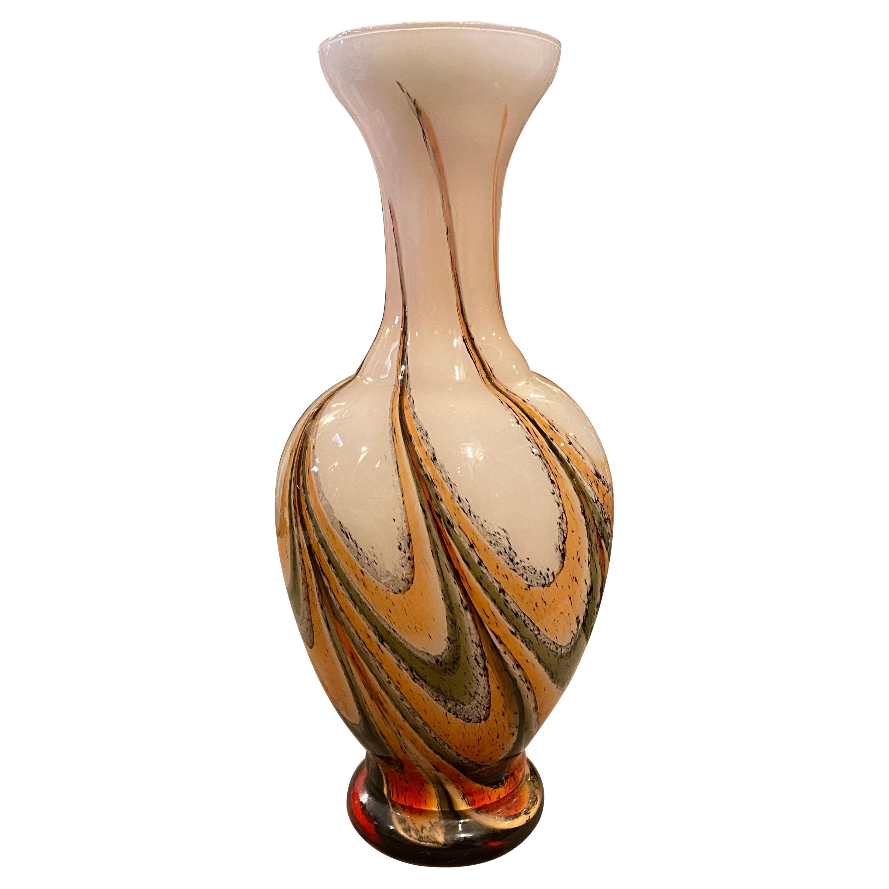 1970s Carlo Moretti Mid-Century Modern Orange and Brown Glass Italian Vase