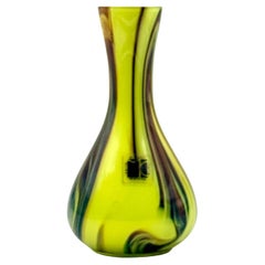1970s Carlo Moretti Murano Hand Blown Glass Vase Lemon Yellow Italy