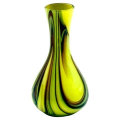 1970s Carlo Moretti Murano Hand Blown Glass Vase Lemon Yellow Italy