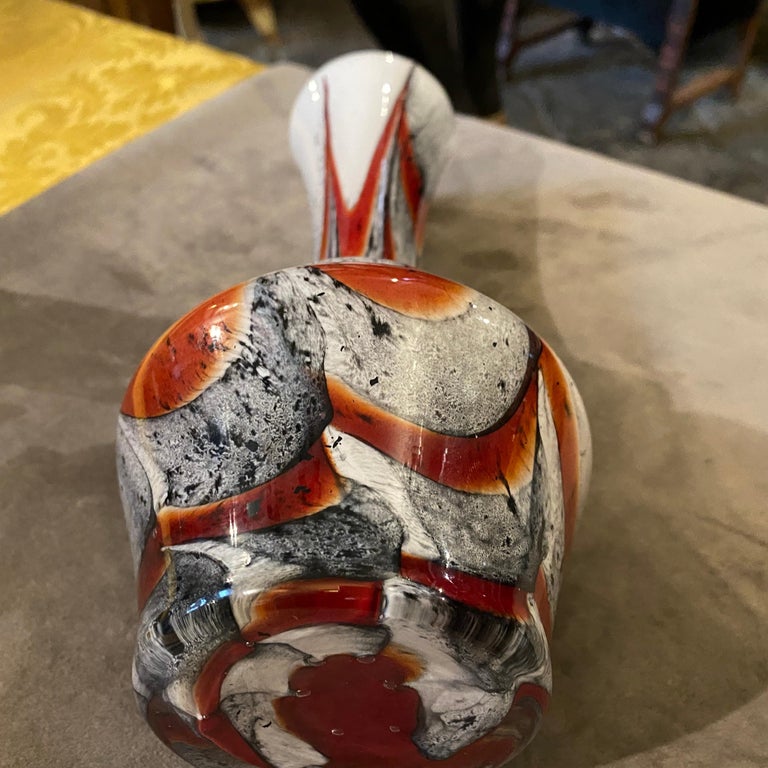 1970s Carlo Moretti Orange and Gray Opaline Glass Vase In Good Condition For Sale In Aci Castello, IT